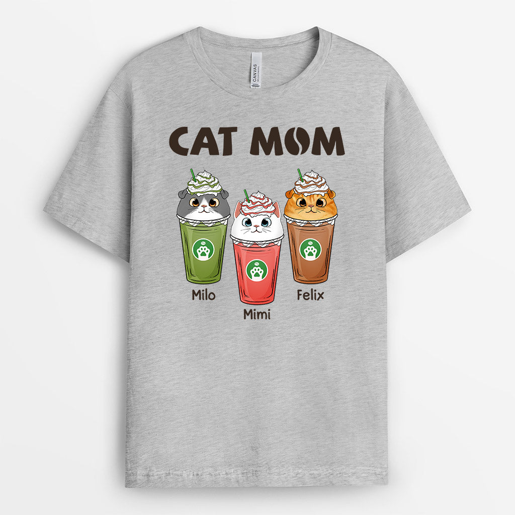 Cat Mom Catpuccino - Personalized Shirts With Pets On them
