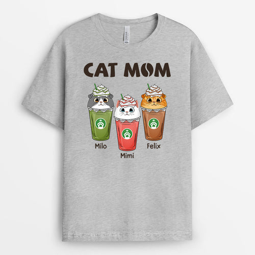 Cat Mom Catpuccino - Personalized Shirts With Pets On them