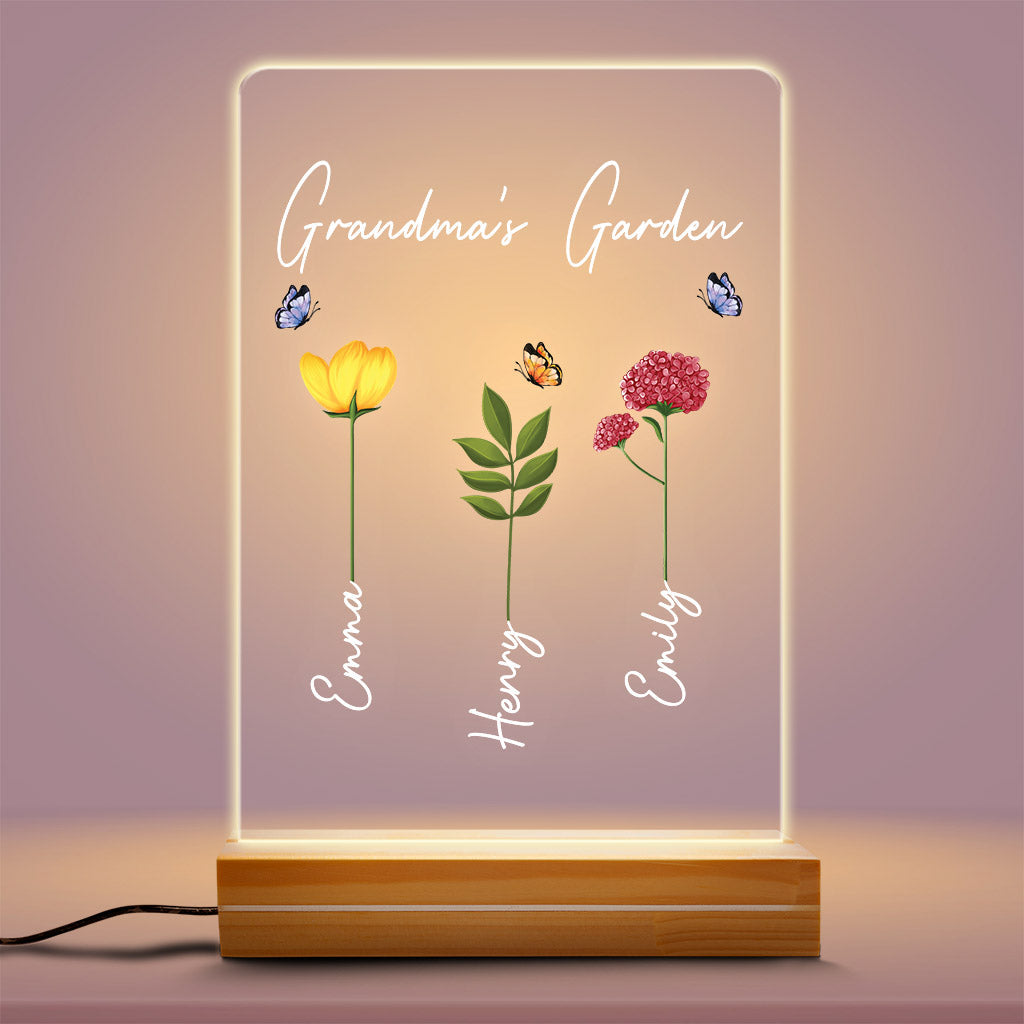 Personalized Grandma Mommys Garden 3d Led Light