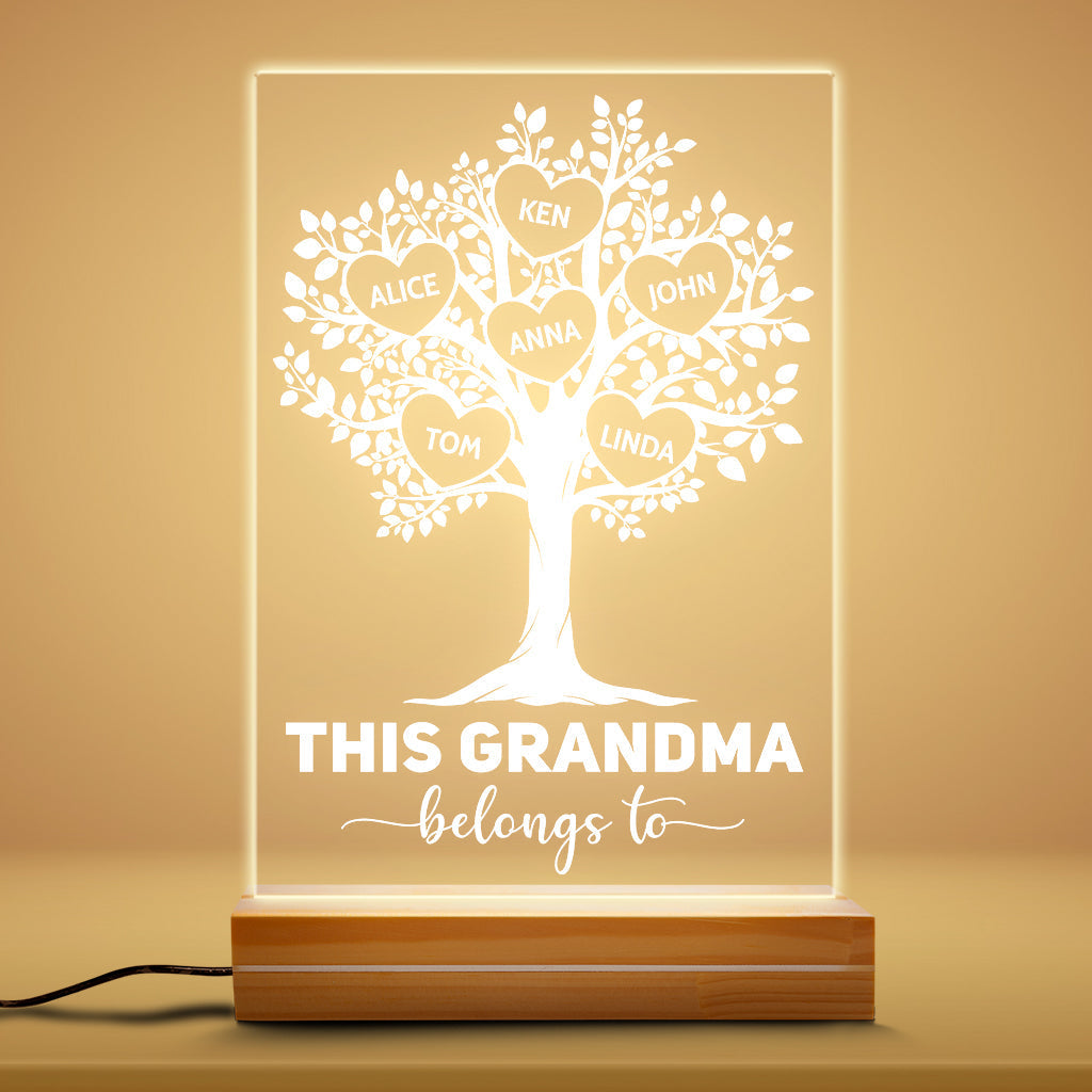 This Grandma/Mommy Belongs To 3D Led Light - Personalised Family Presents