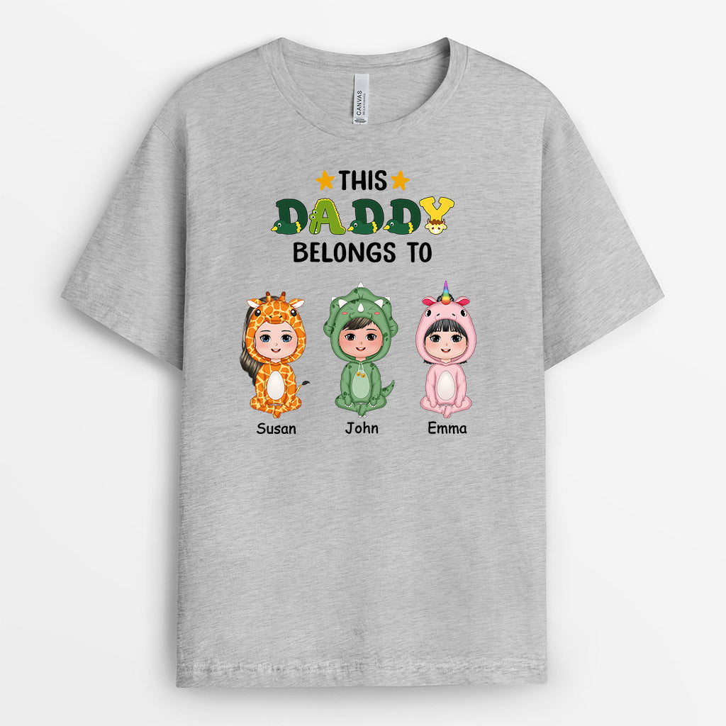 This Grandpa Belongs To Personalized T-Shirt - Cute Version with Animals