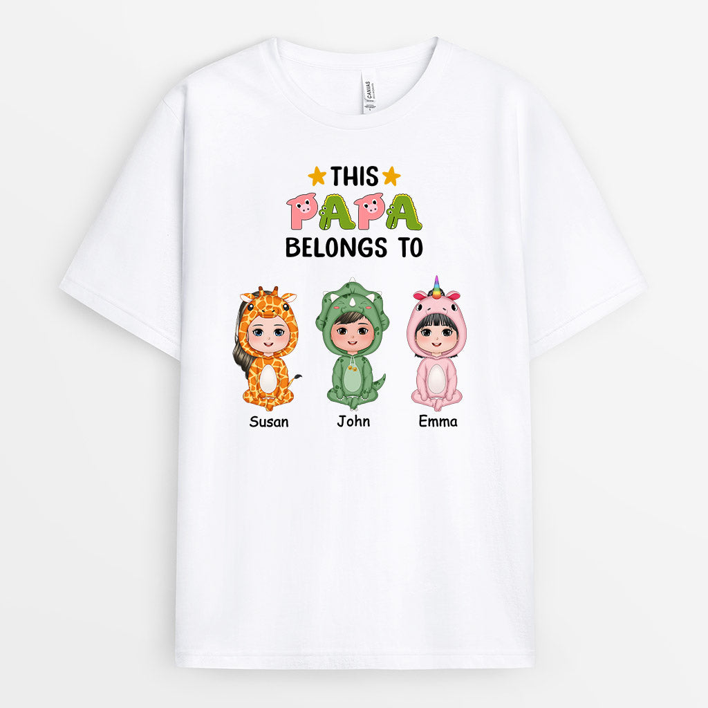 This Grandpa Belongs To Personalized T-Shirt - Cute Version with Animals