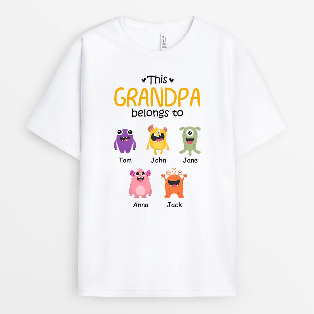 This Grandpa Belongs To Little Monsters - Personalized T-Shirt