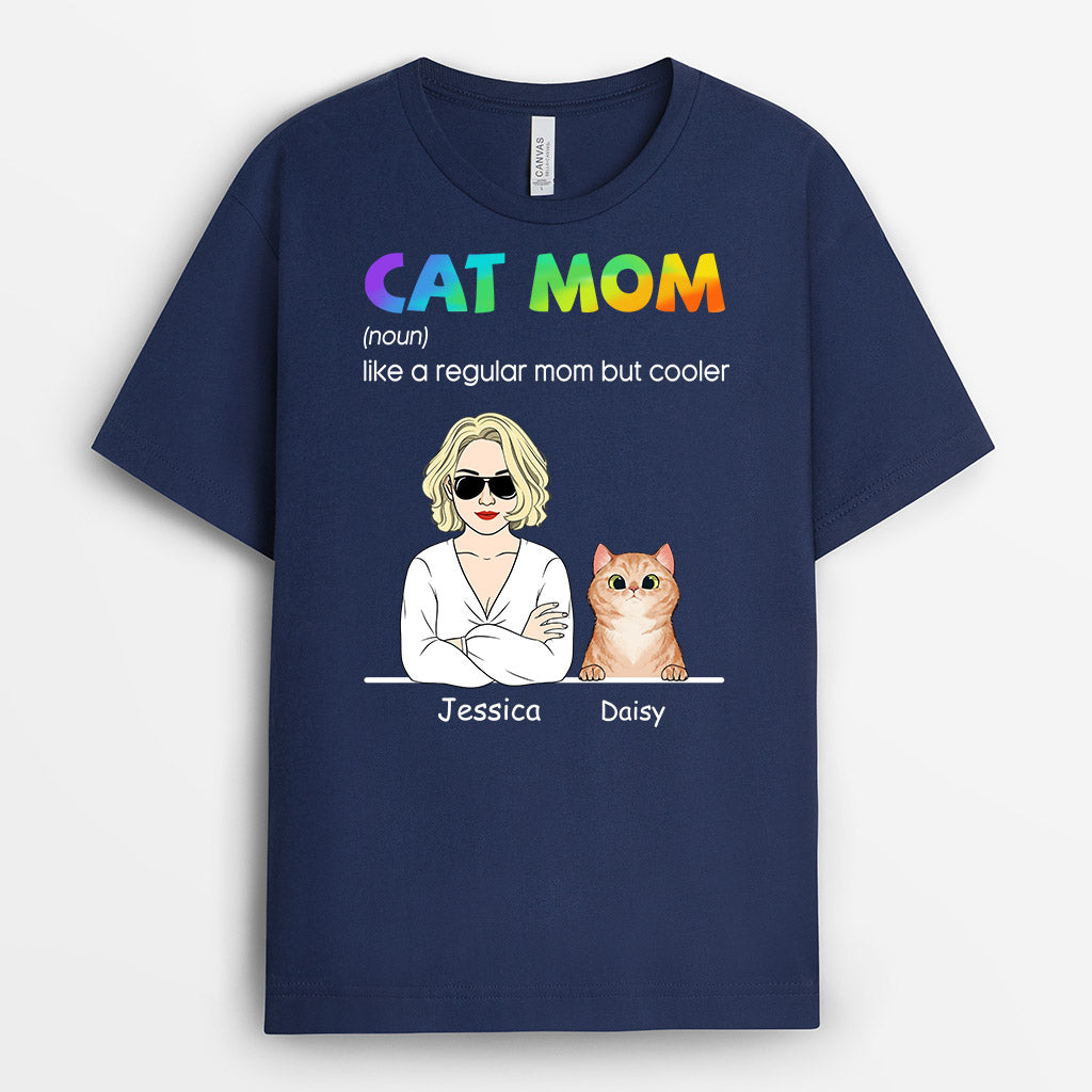 Cat Mom A Regular Mom But Cooler - Custom Cat Tees for Humans