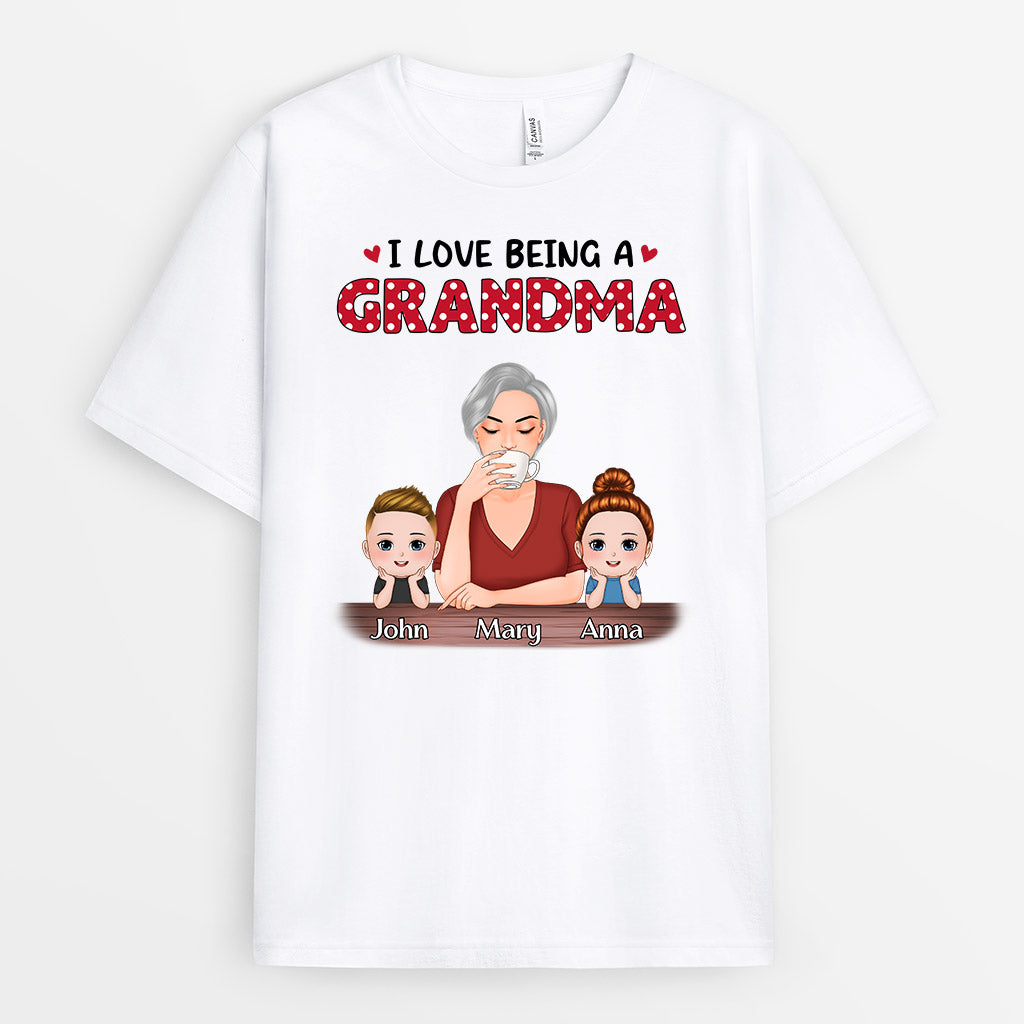Personalized Love Being A Grandma Mommy Polka Dot T Shirts
