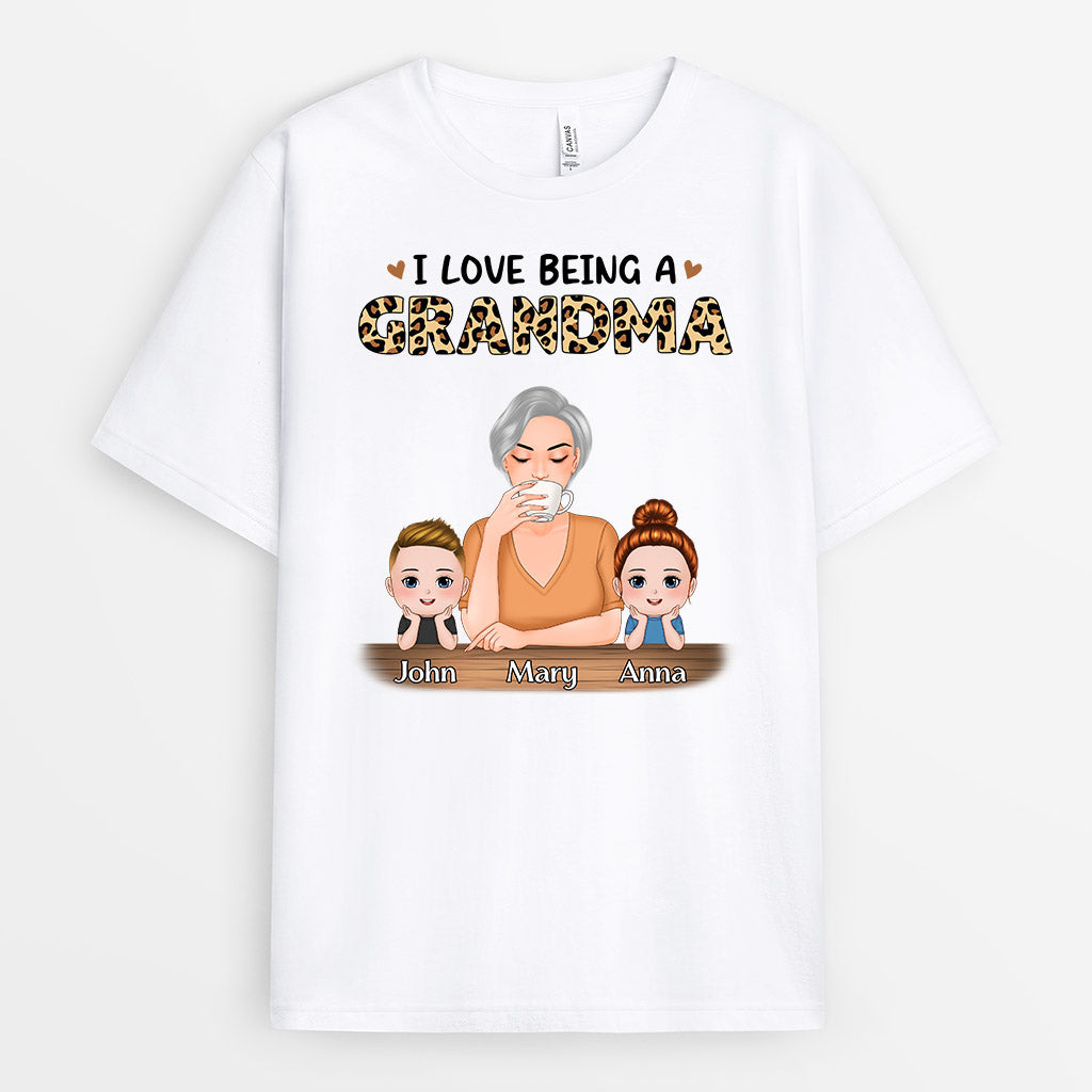 Personalized Love Being A Grandma Mommy Leopard T Shirts