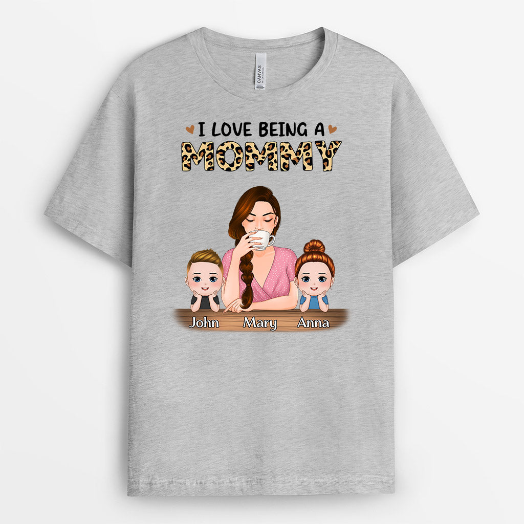Personalized Love Being A Grandma Mommy Leopard T Shirts