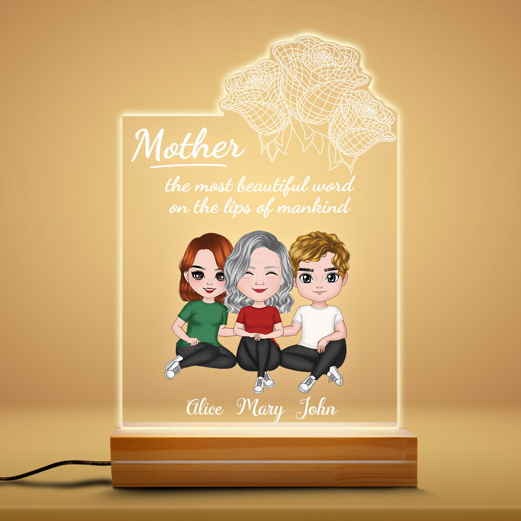 Personalized Mother The Most Beautiful Word Night Light