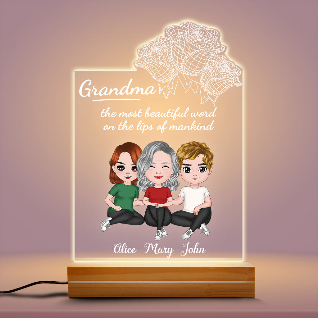 Personalized Mother The Most Beautiful Word Night Light