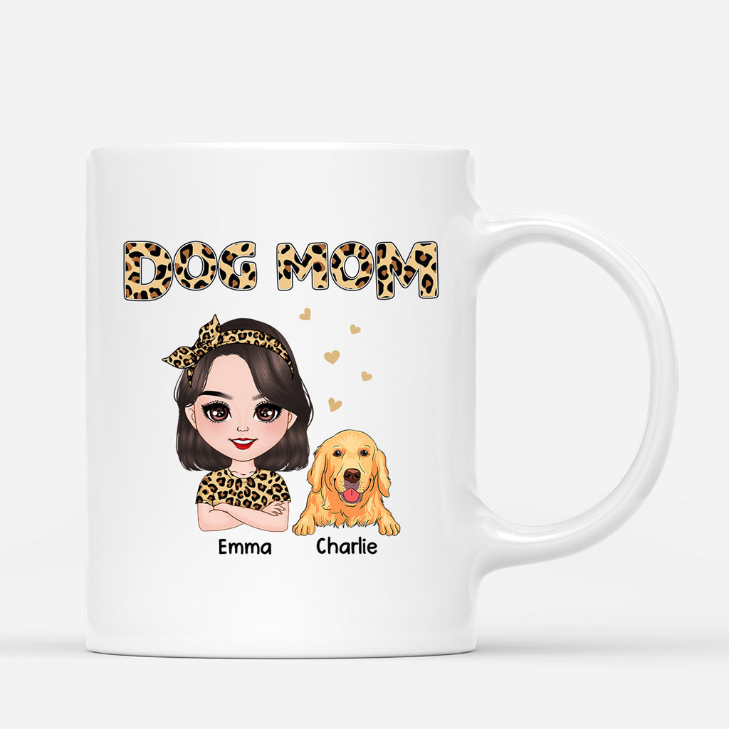 Leopard Dog Mom - Personalized Puppy Mug - Custom Dog Gifts For Owners