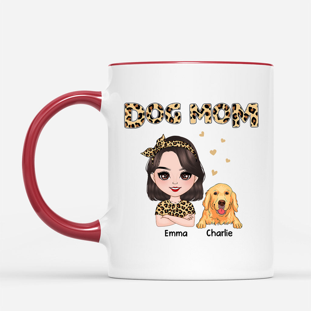 Leopard Dog Mom - Personalized Puppy Mug - Custom Dog Gifts For Owners