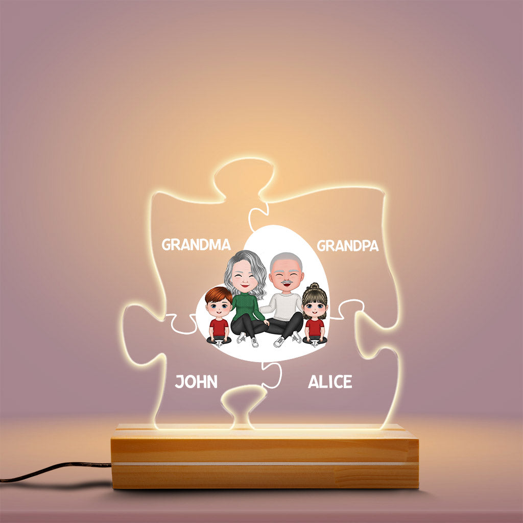 Family Puzzle Heart Night Light - Family Custom Gifts