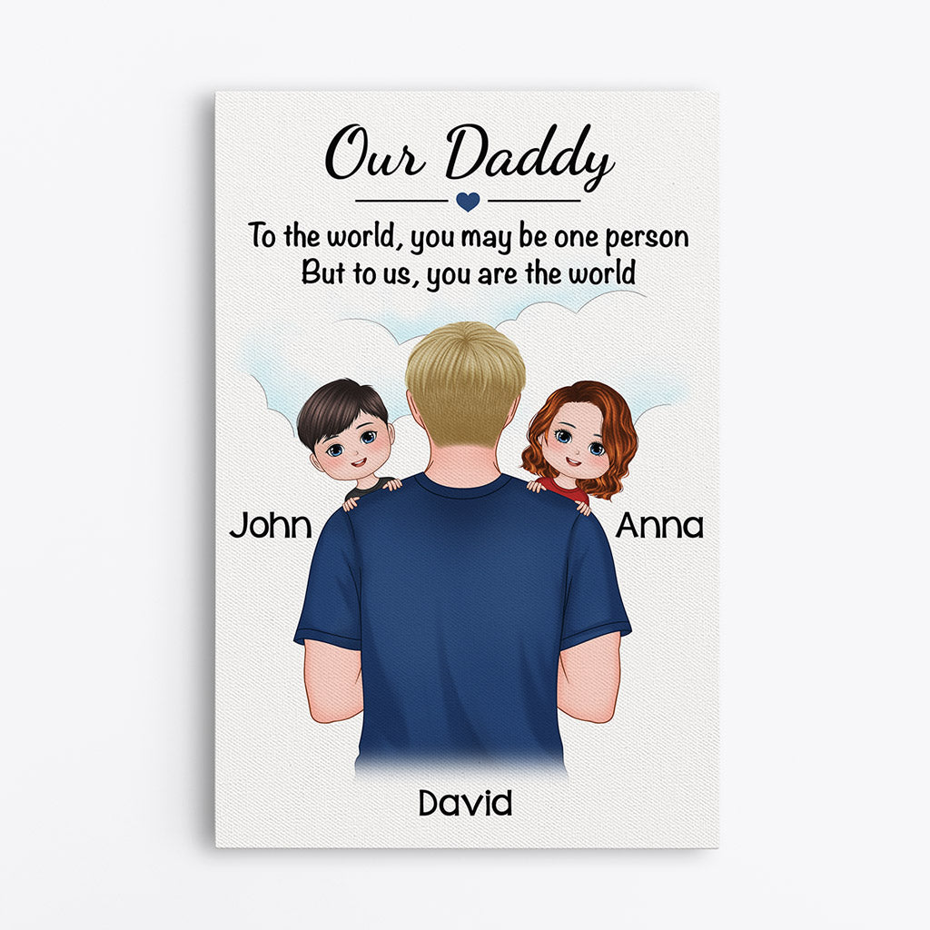 Personalized Daddy You Are The World Canvas