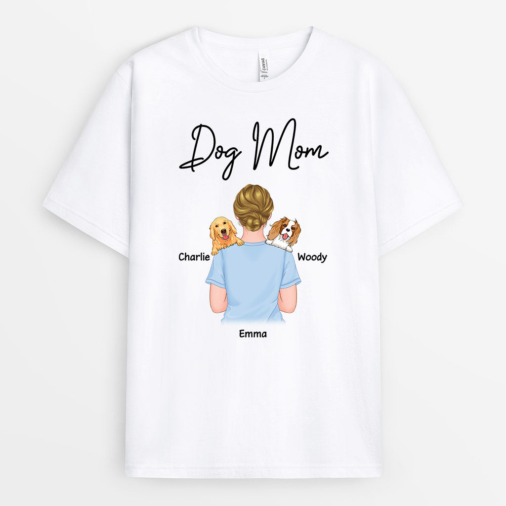 Dog Mom With Dogs on Shoulders - Customizable Dog Shirt