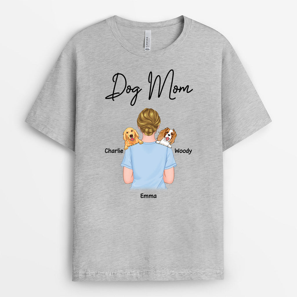 Dog Mom With Dogs on Shoulders - Customizable Dog Shirt