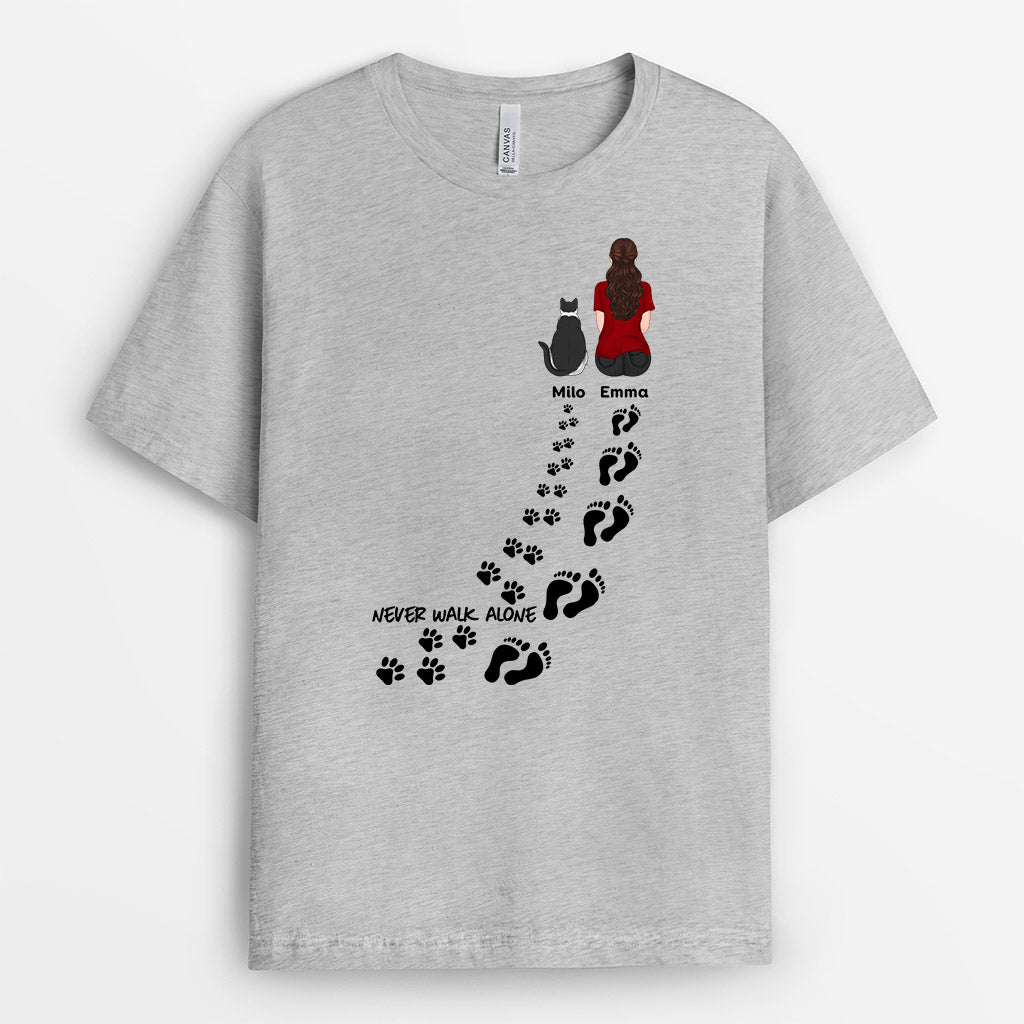 Never Walk Alone T Shirts - Personalized Cat Shirts for Humans