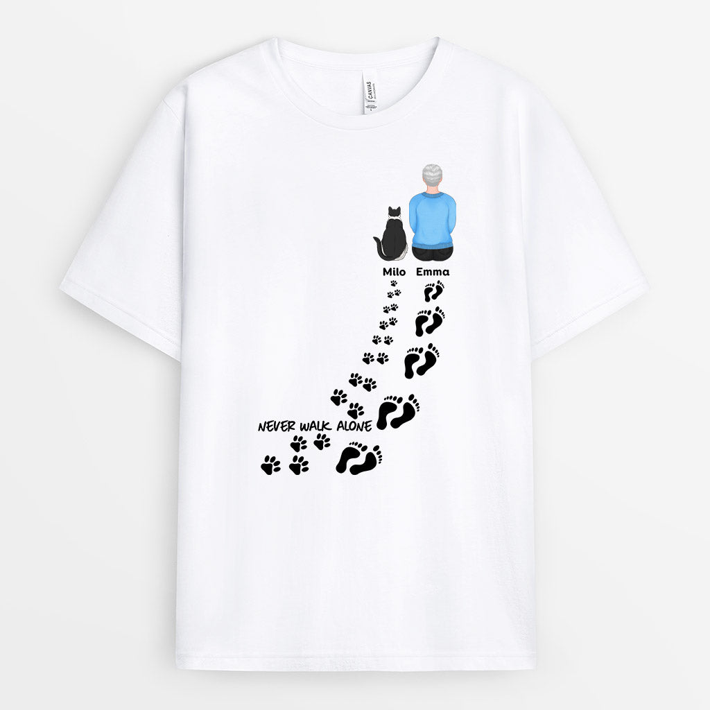 Never Walk Alone T Shirts - Personalized Cat Shirts for Humans