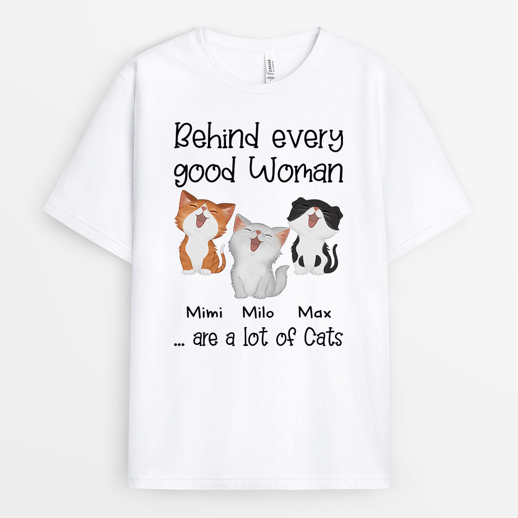 Behind Good Woman Man Is A Cat Shirt - Custom Pet Apparel For Humans