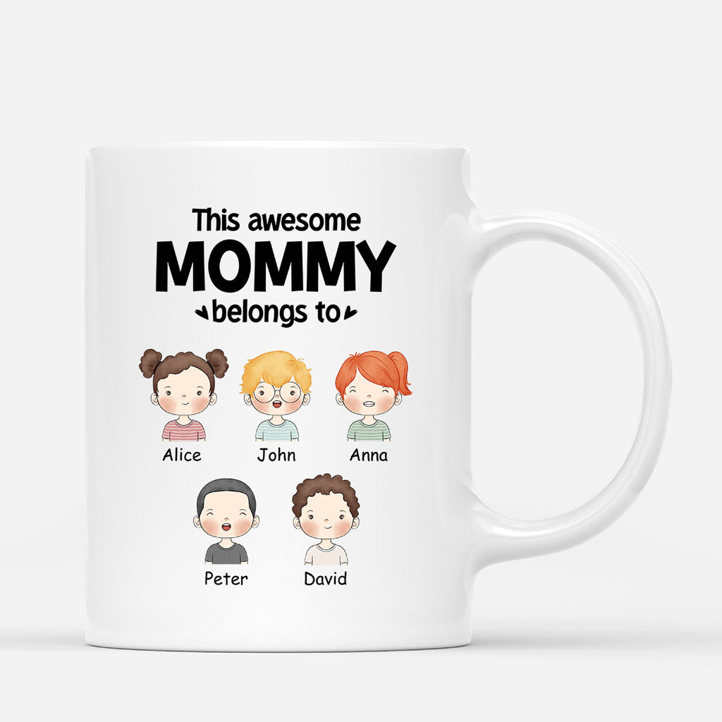 Personalized This Awesome Mommy Grandma Belongs To Mugs