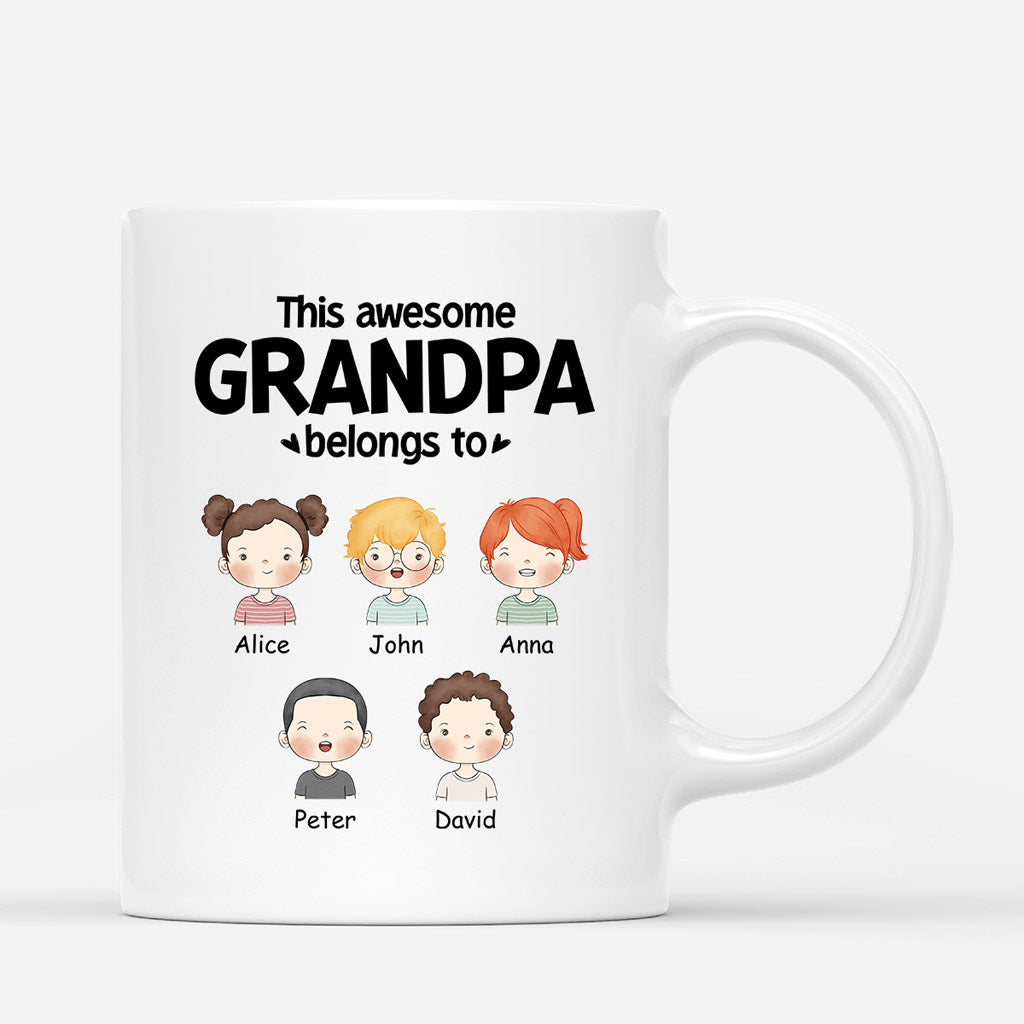 Personalized This Awesome Daddy Grandpa Belongs To Mugs
