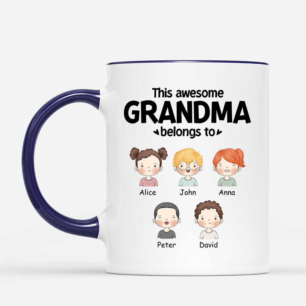 Personalized This Awesome Mommy Grandma Belongs To Mugs