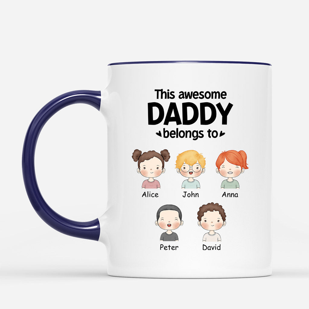Personalized This Awesome Daddy Grandpa Belongs To Mugs