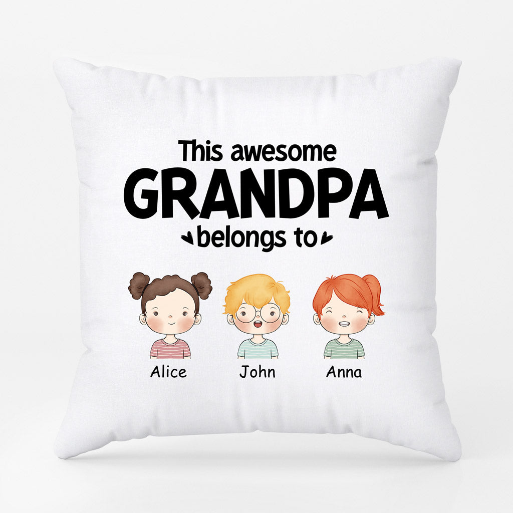 Personalized This Awesome Daddy Grandpa Belongs To Pillow