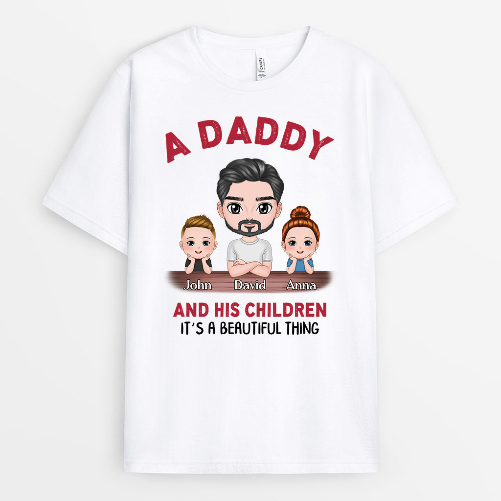 Personalized A Wonderful Grandpa Daddy And His Grandkids Children T-shirt