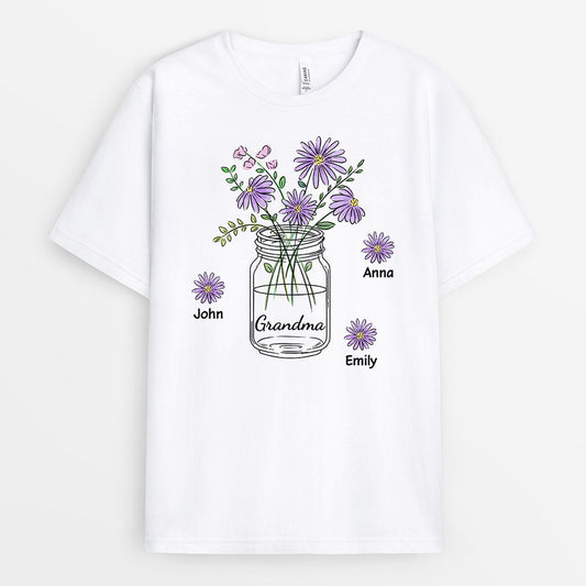 Personalized Colorful Grandma/Mommy Flowers T-shirt