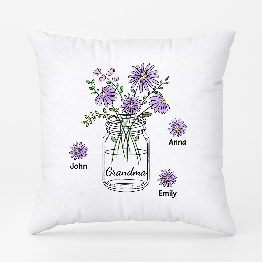 Personalized Grandma Mommy Beautiful Flowers Pillow
