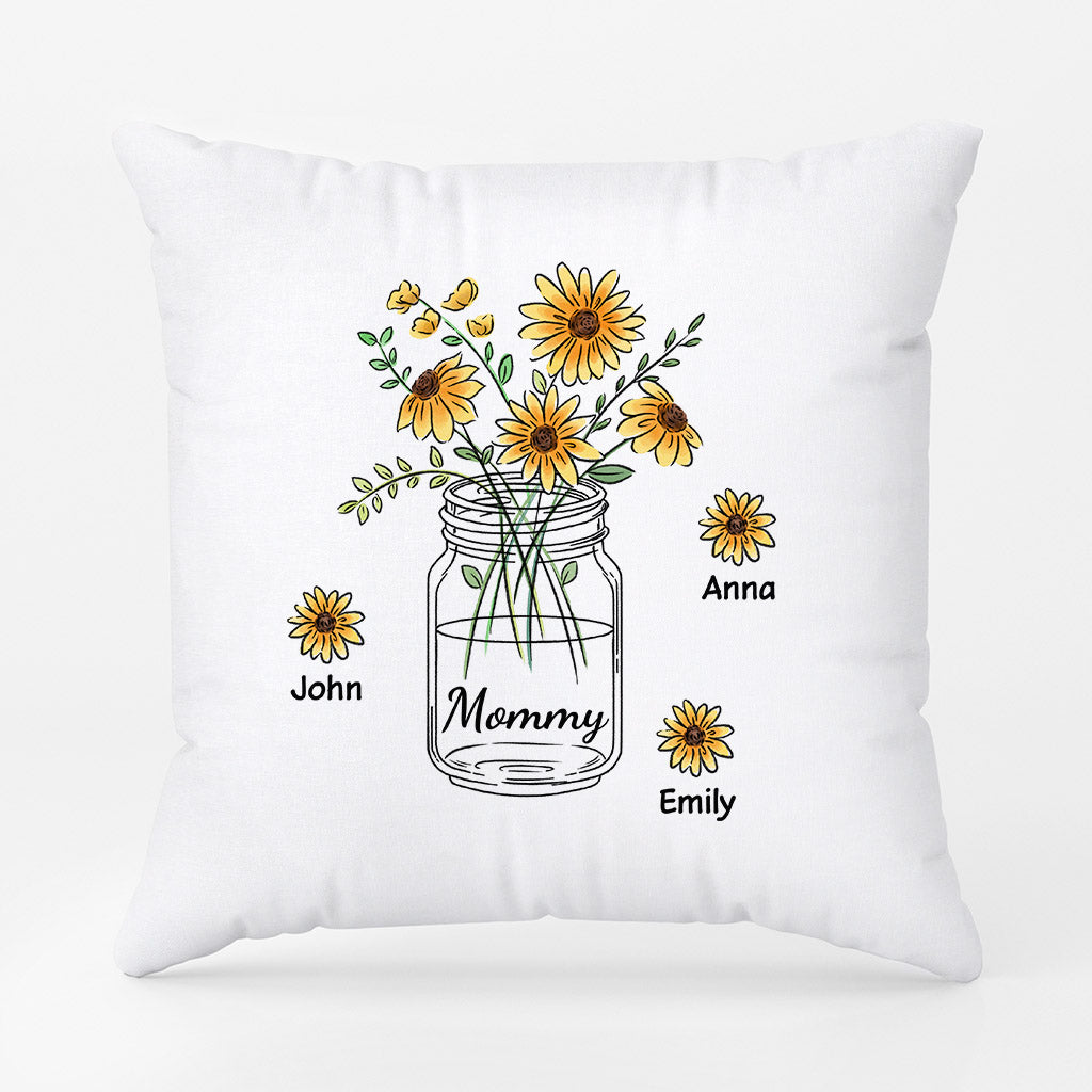 Personalized Grandma Mommy Beautiful Flowers Pillow
