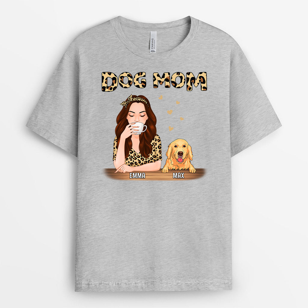 Leopard Design Dog Mom - Personalized Dog Shirt For Humans