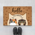 Personalized Hello Cute Cats Door Mat