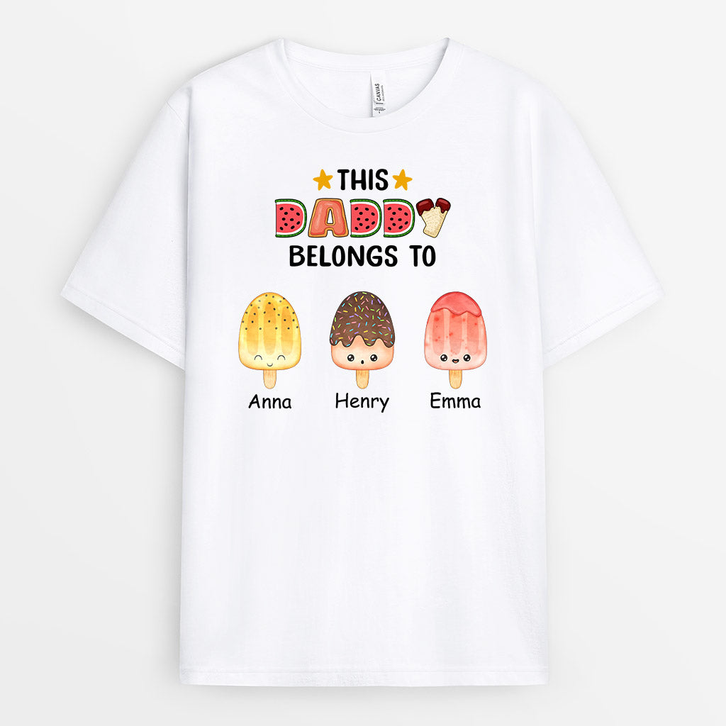Personalized This Daddy Grandpa Belongs To Little Ice reams T-Shirt