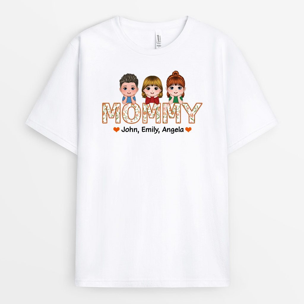 Personalized Mommy/Grandma Flowers Details T-shirt