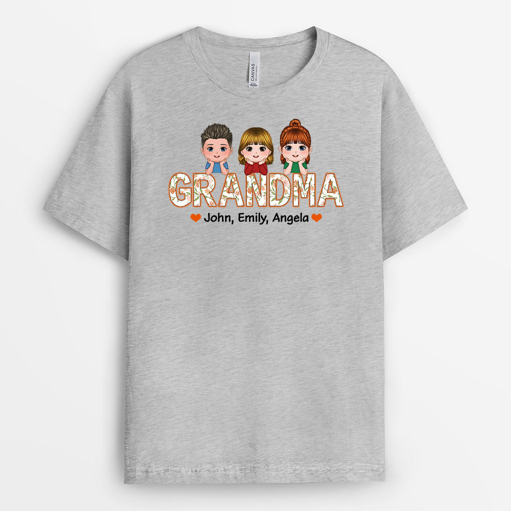 Personalized Mommy/Grandma Flowers Details T-shirt