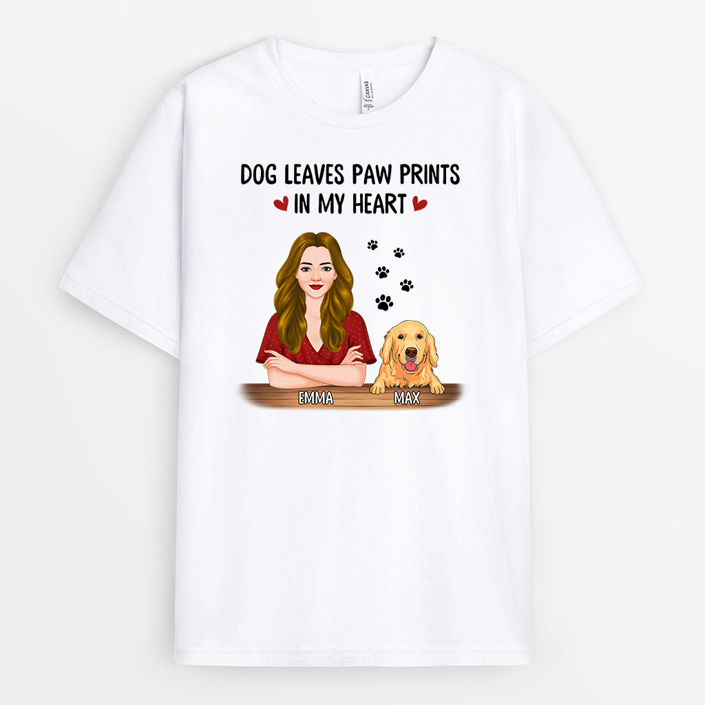 Dog Leaves Paw Prints In My Heart - Custom Pet Shirts for Humans