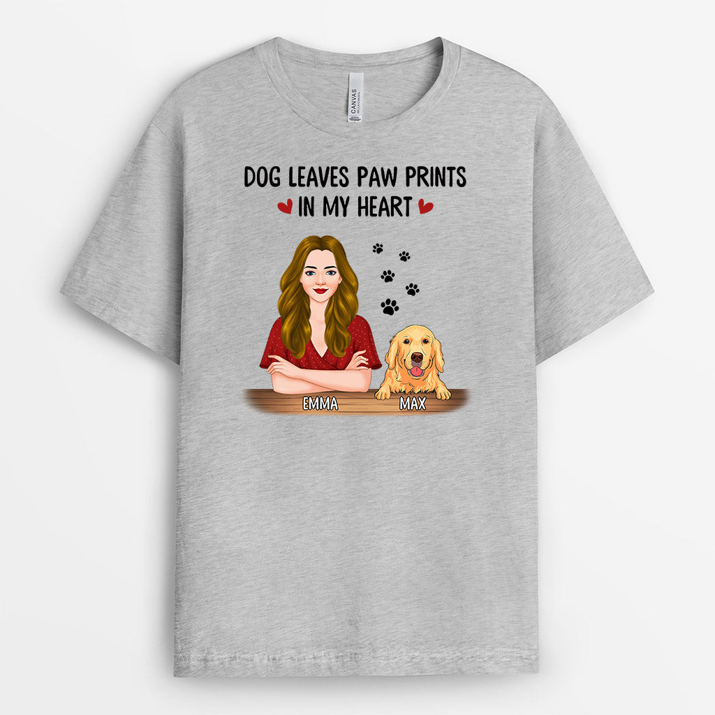 Dog Leaves Paw Prints In My Heart - Custom Pet Shirts for Humans