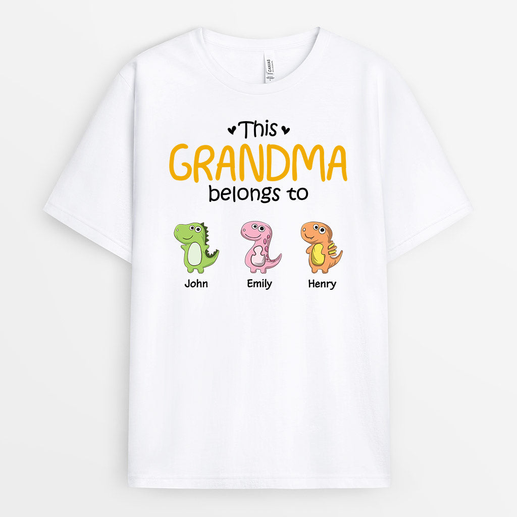 This Mommy Grandma Belongs To - Personalized Dinosaur T-Shirt