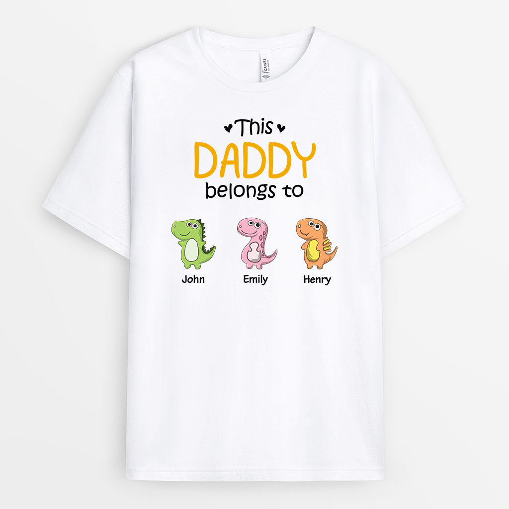 This Daddy Grandpa Belongs To - Personalized Dinosaur T-Shirt for Men