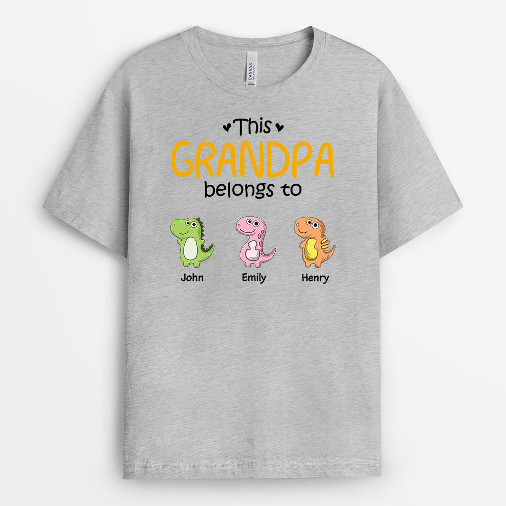 This Daddy Grandpa Belongs To - Personalized Dinosaur T-Shirt for Men