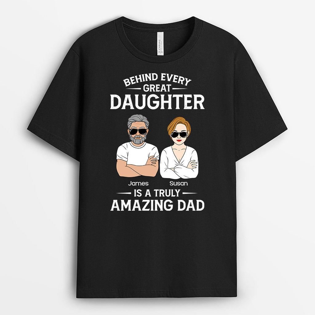 Behind Every Great Daughter/Son Is Amazing Dad Shirt - Personalized Dad Gifts