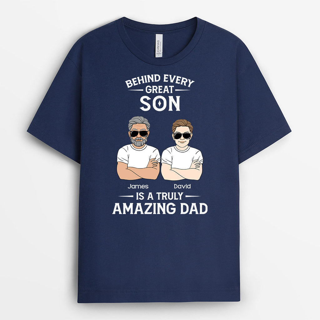 Behind Every Great Daughter/Son Is Amazing Dad Shirt - Personalized Dad Gifts
