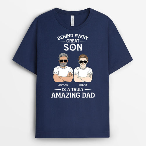 Behind Every Great Daughter/Son Is Amazing Dad Shirt - Personalized Dad Gifts
