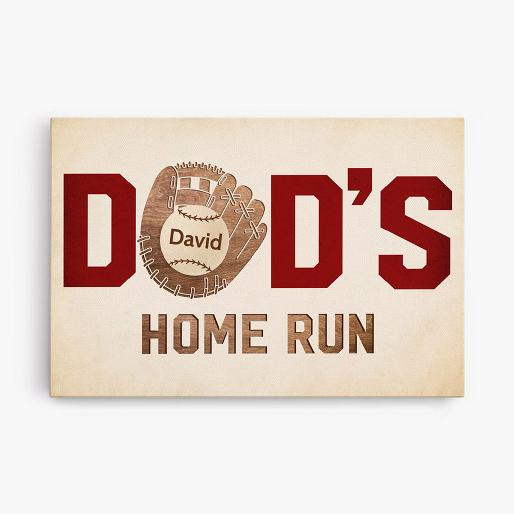 Personalized Dad's Amazing Home Run Canvas