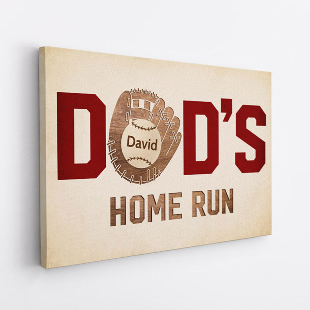 Personalized Dad's Amazing Home Run Canvas
