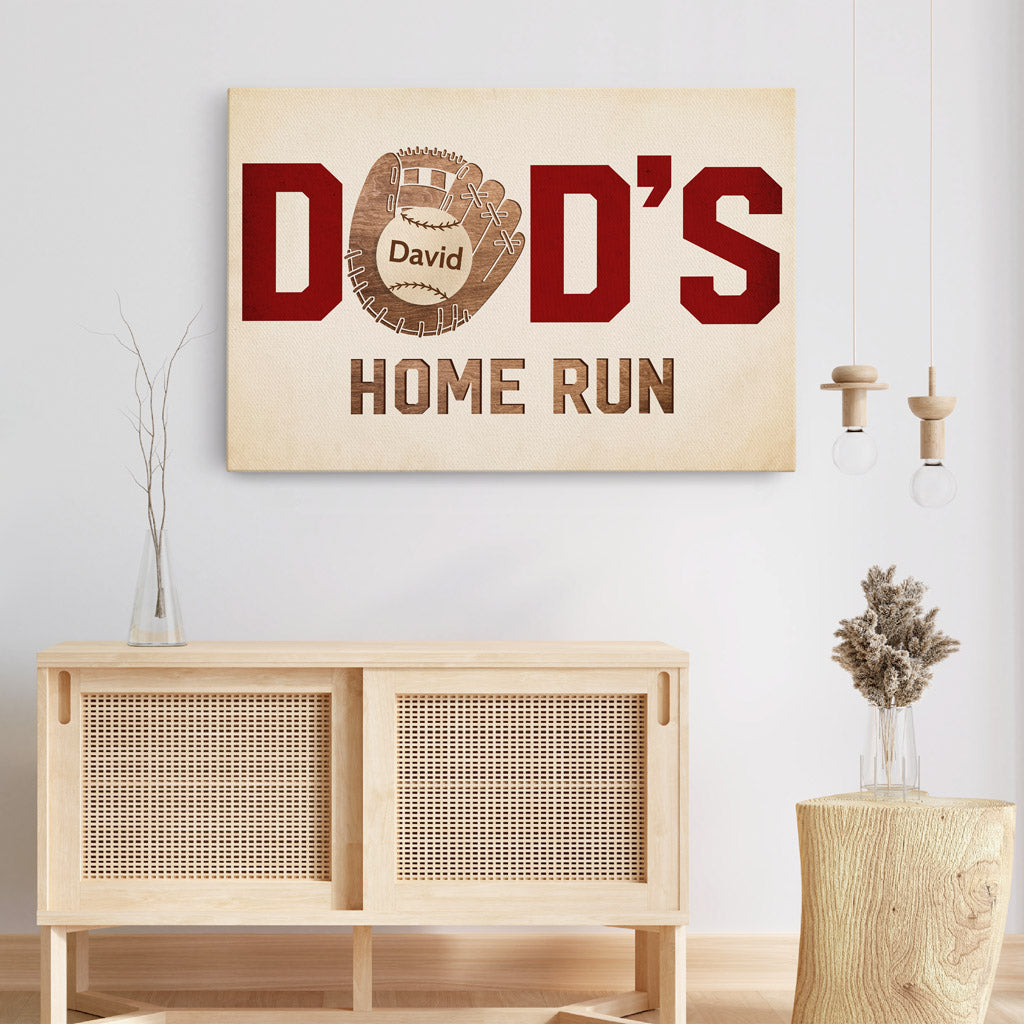 Personalized Dad's Amazing Home Run Canvas