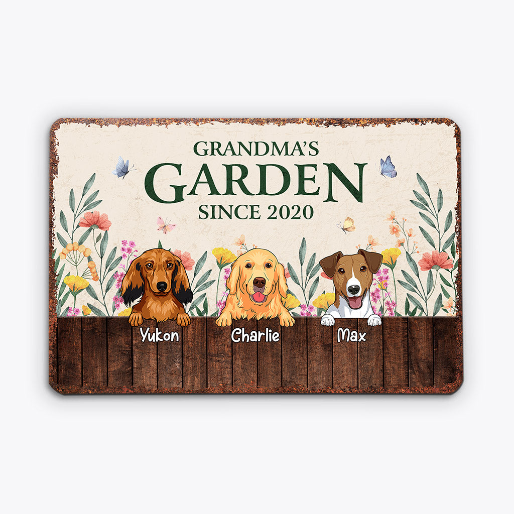 Grandma's Garden Sign - Personalized Dog Mom Gifts for Gardeners