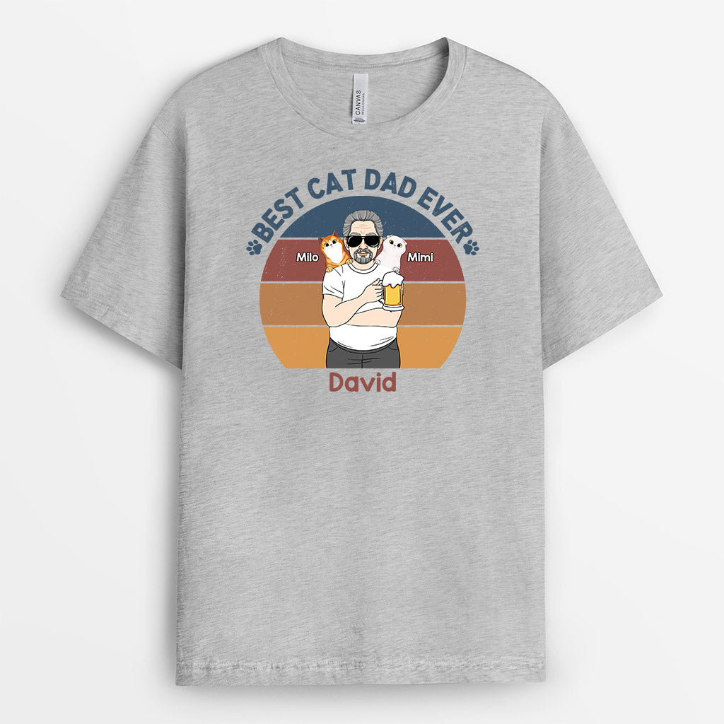 Best Cat Dad Ever - Personalized Cat T-Shirt