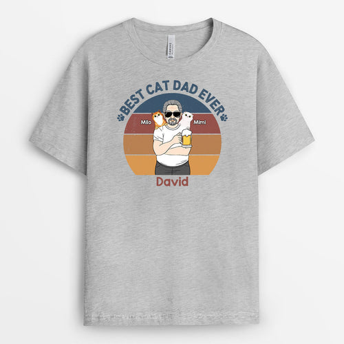 Best Cat Dad Ever - Personalized Cat T-Shirt